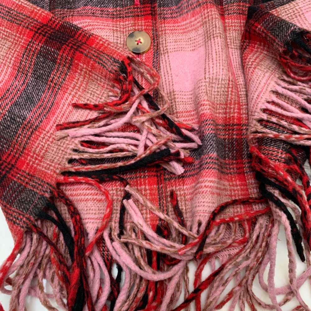 Plaid Button-Up Skirt in Pink and Red